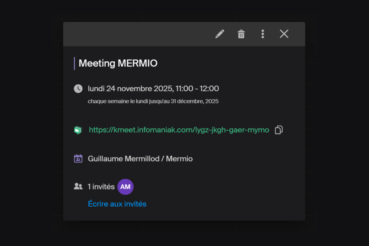 Interface de réservation